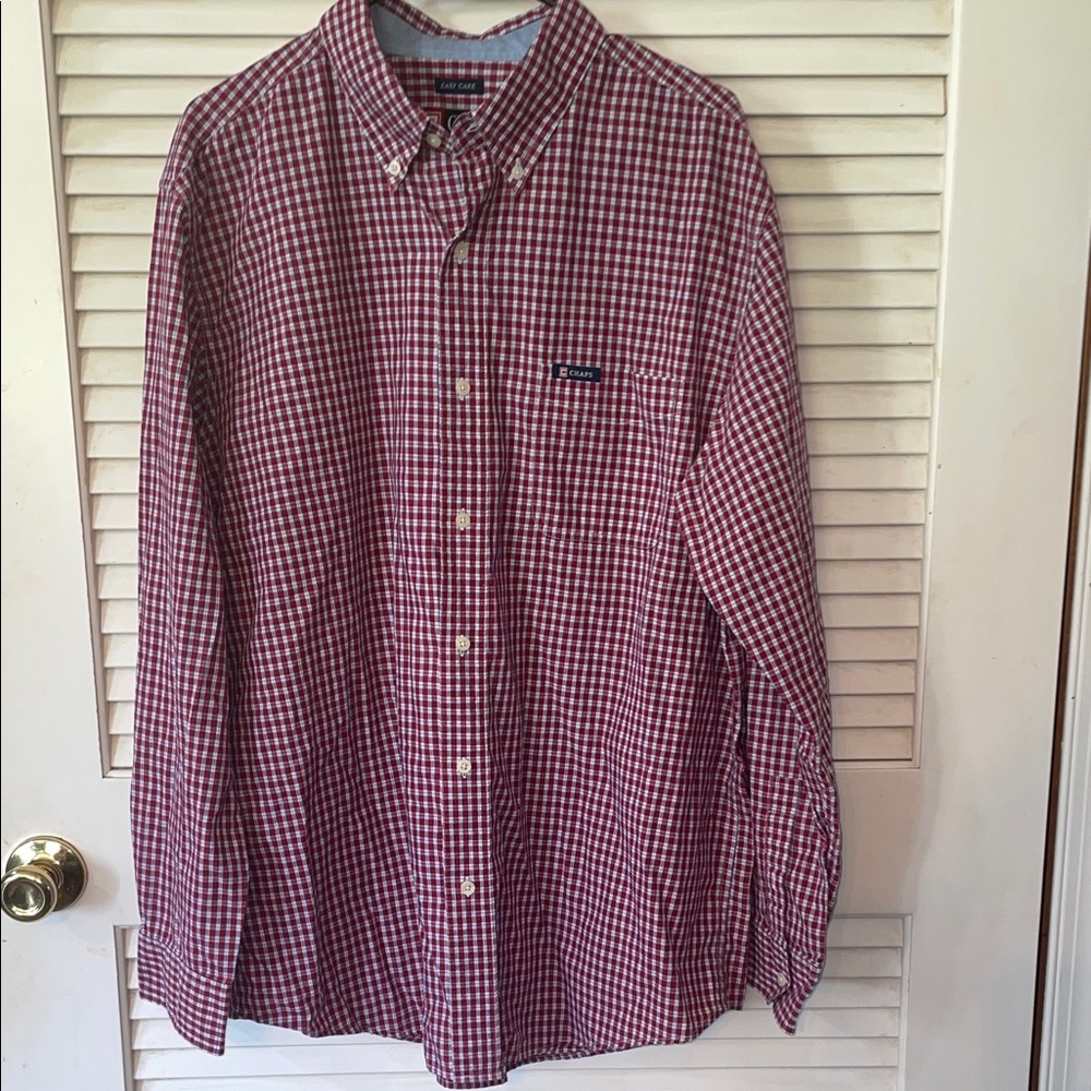Chaps Red and White Plaid Button Down Shirt
